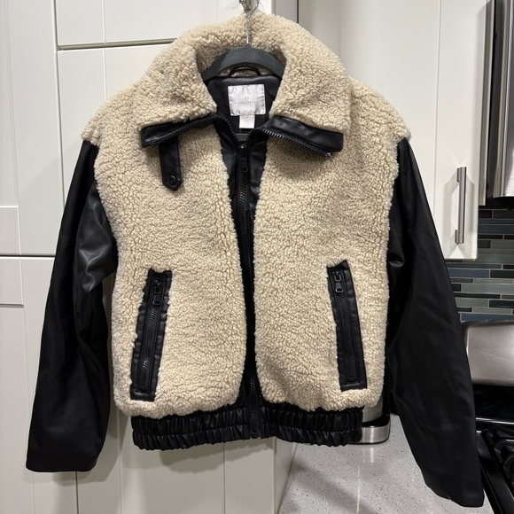 Rachel Parcell faux leather shearling bomber jacket - Picture 1 of 7